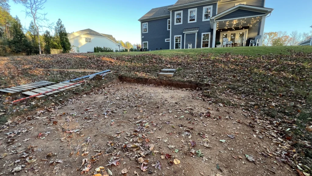 Before — steep slope Indian Land SC before paver patio