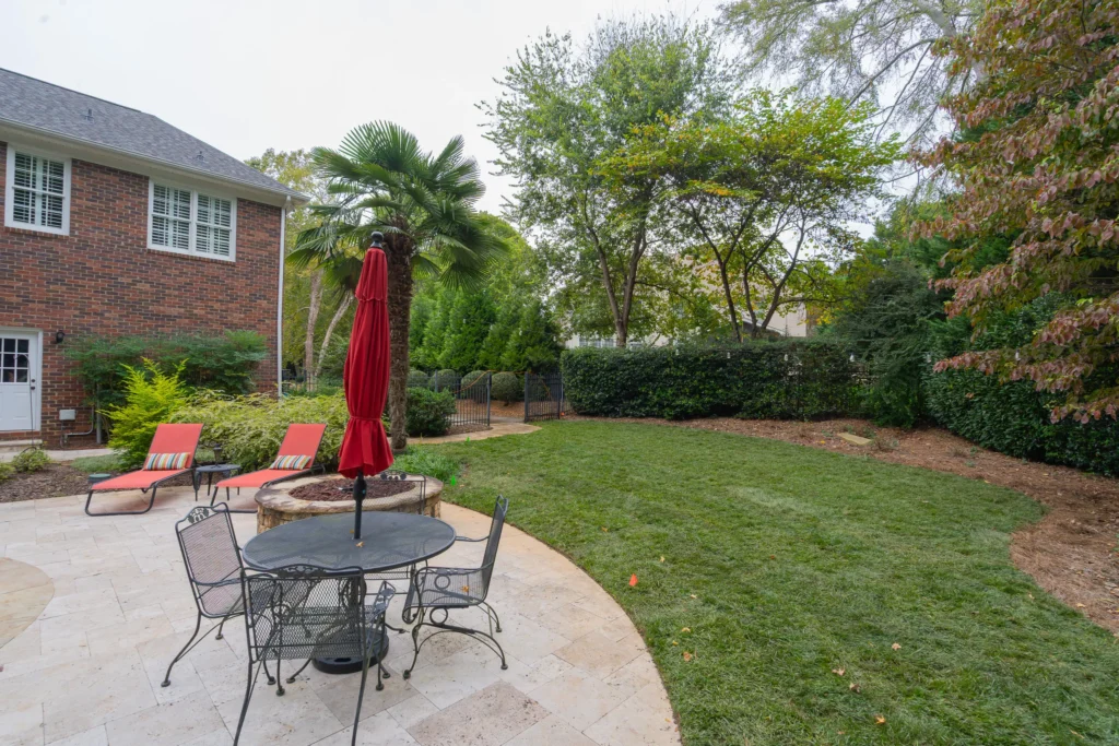 Fescue sod installation and travertine repair — Weddington NC — Hortus Lawn Care Charlotte NC