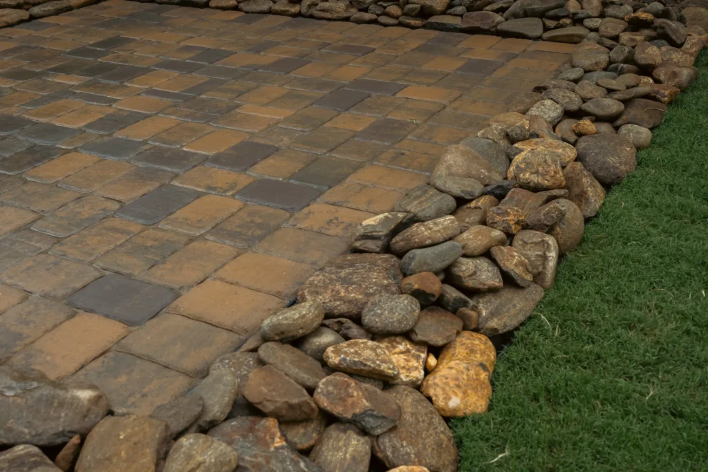 Decorative river rock border detail — Clover SC